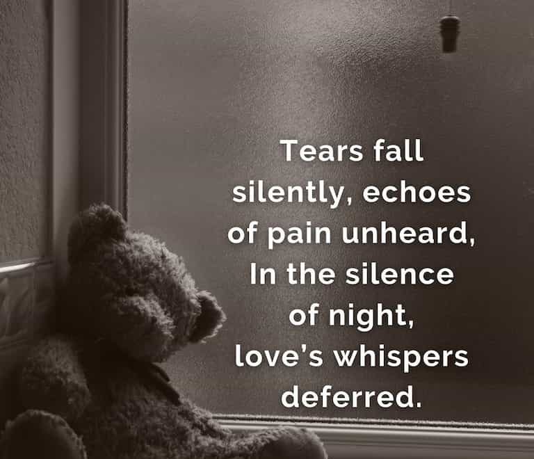 tears fall silently echoes of pain unheard e1729241369416 Alone Shayari In English Hindi – Deep Emotional Lines